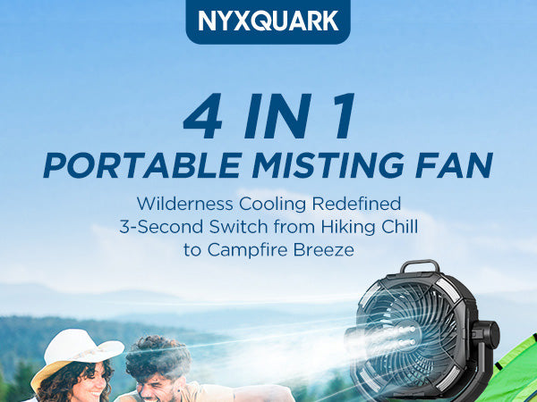 Portable Misting Fan with 25000mAh Reverse Charging & Remote Control, Auto-Oscillating LED Outdoor Cooling Fan, Stepless Speed, Waterproof Design for Camping, Patio, Pets, Garden Use (Black)